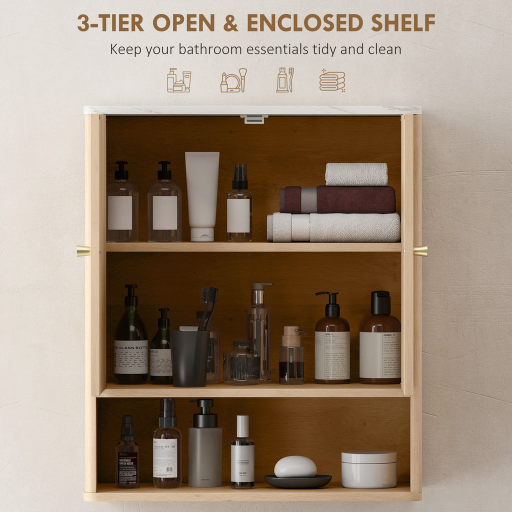 Bathroom Wall Cabinet With Adjustable Shelf - Oak