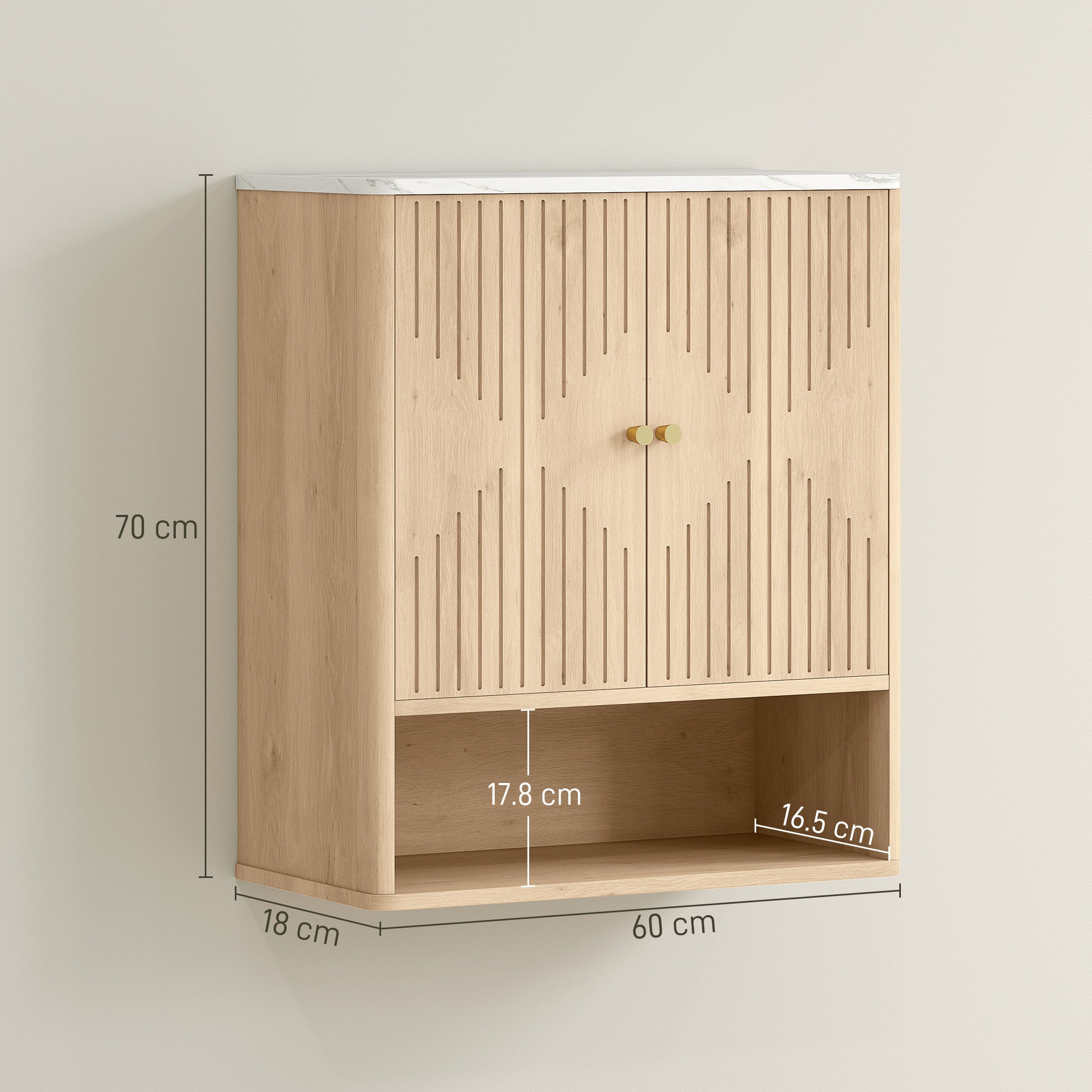 Bathroom Wall Cabinet With Adjustable Shelf - Oak