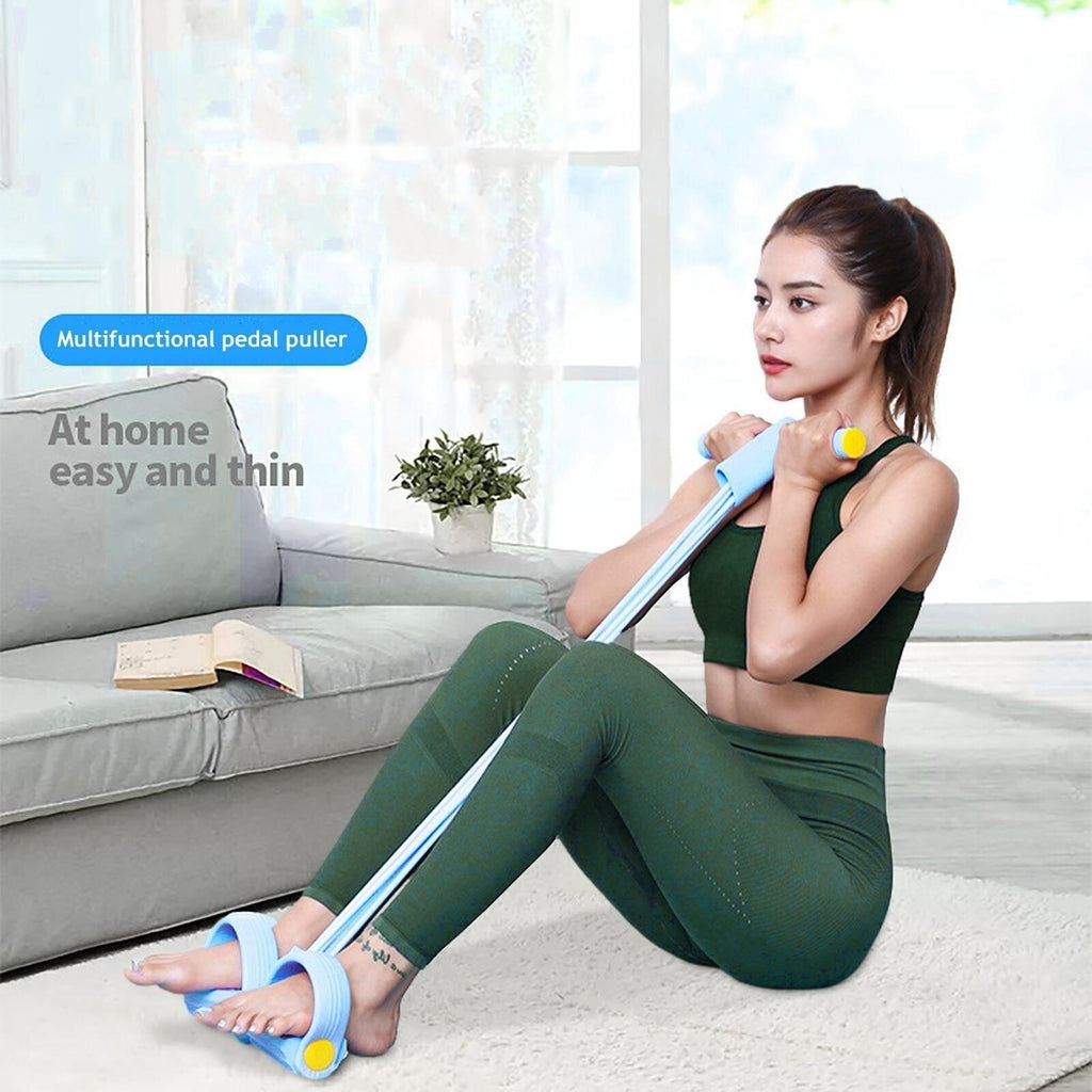Multi-Function Tension Rope 6Tube Gym Fitness Foot Pedal Exerciser Pull Band New