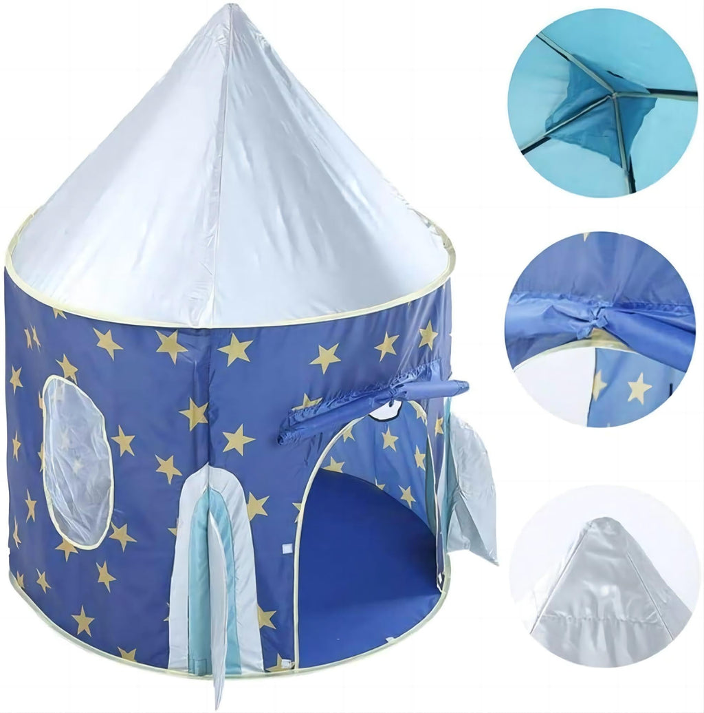 Childrens Play Tents, Playground Indoor Outdoor Gamehouse Toy Hut Easy Fold Pretend Playhouse, Gift For Kids Toddlers, Portable Up Play Teepee W Carry Bag Rocket Space